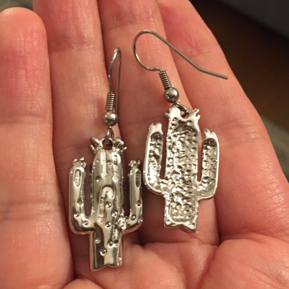 Southwestern cactus S. Steel earrings - Picture 2 of 3